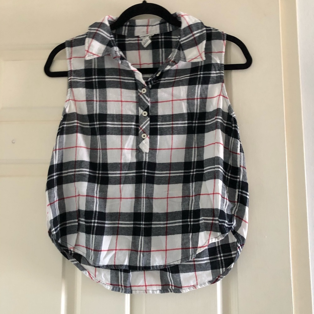 Black & white plaid collared tank top - Forever 21